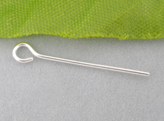 Picture of Alloy Eye Pins Silver Plated 26mm(1") long, 0.7mm (21 gauge), 600 PCs