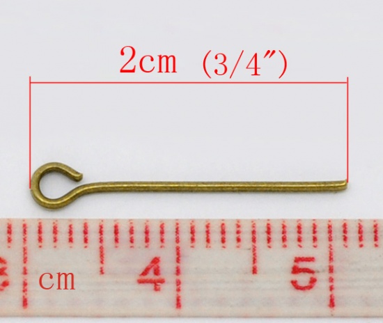 Immagine di Lega di Ferro OcchiSpilli Tono del Bronzo lunghezza:20.0mm 0.7mm (misura), 700 Pz
