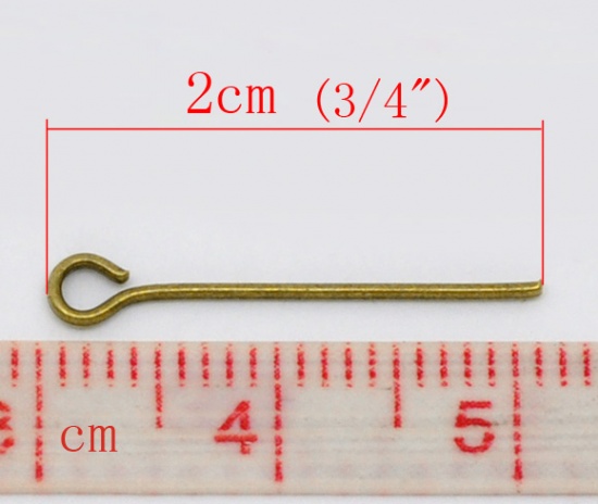 ハンドメイド DIY 基礎金具 9ピン 銅古美 20mmx0.7mm、 700 本 の画像