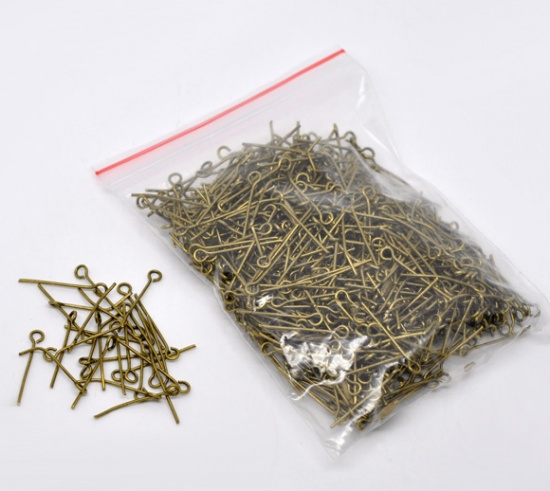 Picture of Alloy Eye Pins Antique Bronze 20mm( 6/8") long, 0.7mm (21 gauge), 700 PCs