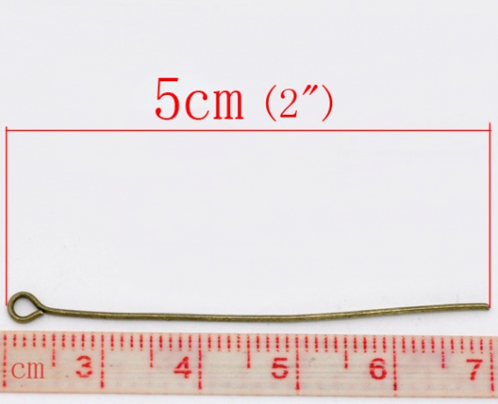 Immagine di Lega di Ferro OcchiSpilli Tono del Bronzo lunghezza:5cm 0.7mm (misura), 300 Pz