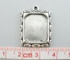 Picture of Zinc Based Alloy Cabochon Setting Pendants Rectangle Antique Silver Leaf Carved (Fits 16mm x 13mm) 22mm x 19mm, 20 PCs