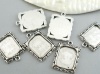 Picture of Zinc Based Alloy Cabochon Setting Pendants Rectangle Antique Silver Leaf Carved (Fits 16mm x 13mm) 22mm x 19mm, 20 PCs