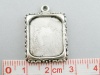 Picture of Zinc Based Alloy Cabochon Settings Pendants Rectangle Antique Silver Color (Fits 16mm x 13mm) 21mm x 18mm, 20 PCs
