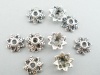 Picture of Zinc Based Alloy Beads Caps Flower Antique Silver Color Leaf (Fit Beads Size: 8mm-12mm Dia.) 9mm x 3mm, 150 PCs