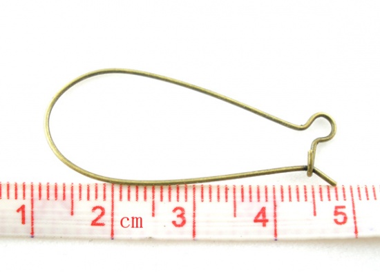 Image de Apprêts de Boucles d'Oreilles Crochets d'Oreille en Alliage de Zinc Forme Courbé Bronze Antique 3.5cm x 1.5cm, Epaisseur de Fil: (21 gauge), 100 Pcs