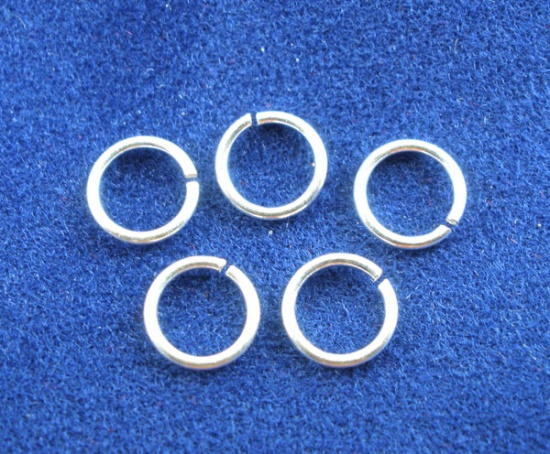 Picture of 0.6mm Sterling Silver Open Jump Rings Findings Round Silver 5mm( 2/8") Dia, 20 PCs
