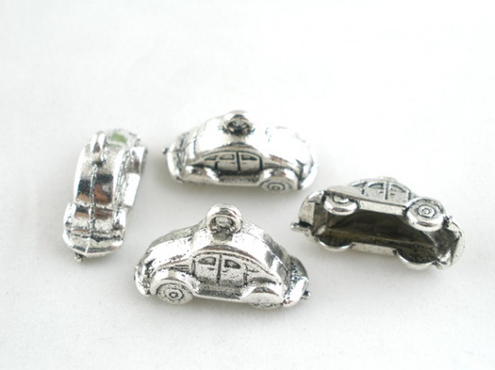 Picture of Zinc Based Alloy 3D Charm Pendants Travel Car Antique Silver Color 24mm(1") x 9mm( 3/8"), 20 PCs