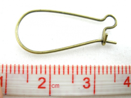 Picture of Alloy Kidney Ear Wire Hooks Earring Findings Antique Bronze 24mm(1") x 11mm( 3/8"), Post/ Wire Size: (21 gauge), 250 PCs