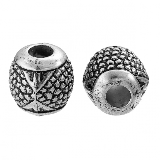 Immagine di CCB Stile Europeo Perline Tondo Argento Antico Circa 12mm Dia, Foro: Circa 4.5mm, 40 Pz