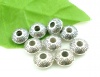 Picture of CCB Plastic European Large Hole Charm Beads Flat Antique Silver 14x6mm, 60 PCs