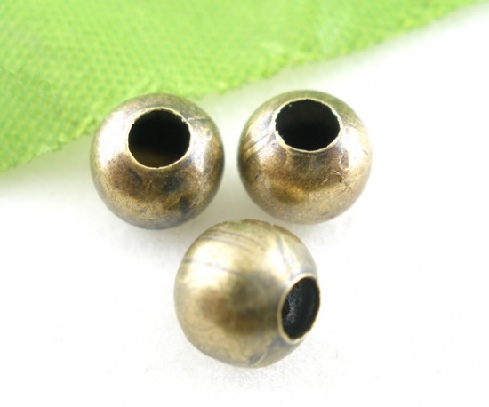 Bild von Metall Zwischenperlen Spacer Rund Bronzefarben Loch: 2.5mm, 6mm D., verkauft eine Packung mit 200 Stücke