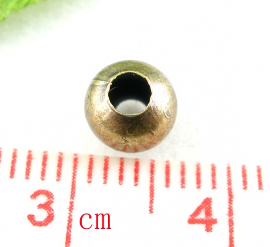 Bild von Metall Zwischenperlen Spacer Rund Bronzefarben Loch: 2.5mm, 6mm D., verkauft eine Packung mit 200 Stücke
