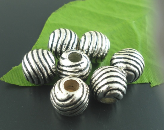 Picture of 30PCs Antique Silver Spiral Spacers Beads 14x15mm