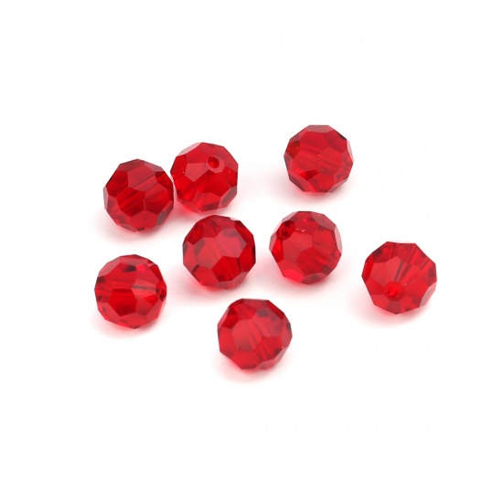 Picture of Glass Beads Round Wine Red Faceted About 13mm Dia, Hole: Approx 1.9mm, 10 PCs