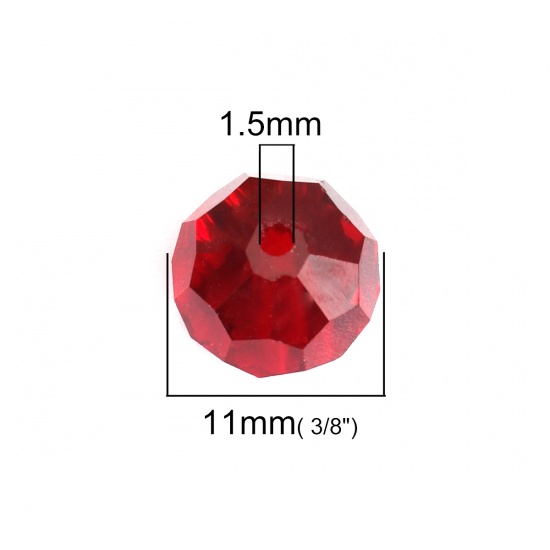 Picture of Glass Beads Round Dark Red Faceted About 11mm Dia, Hole: Approx 1.5mm, 30 PCs