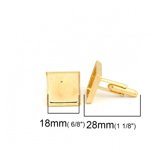 Immagine di Ottone Camicia Basi Oro Placcato Quadrato Basi per Cabochon (Adatto: 18mm x 18mm) 28mm x 19mm, 6 Pz                                                                                                                                                           