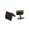 Picture of Brass Cuff Links Antique Bronze Square Cabochon Settings (Fit 18mm x 18mm) 28mm x 19mm, 6 PCs                                                                                                                                                                 