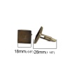 Bild von Messing Manschettenknöpfe Bronzefarbe Quadrat Cabochon Fassung (Für 18mm x 18mm) 28mm x 19mm, 6 Stück                                                                                                                                                         