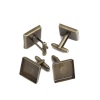 Picture of Brass Cuff Links Antique Bronze Square Cabochon Settings (Fit 18mm x 18mm) 28mm x 19mm, 6 PCs                                                                                                                                                                 