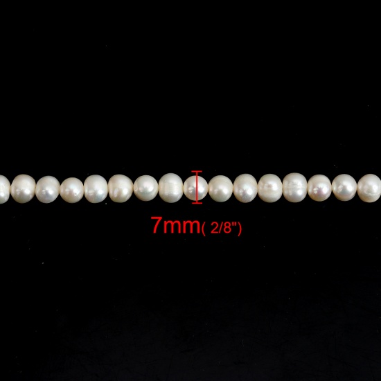 Immagine di Naturale Perle di Acqua Dolce Perline Ovale Bianco Circa 7mm x 6mm, Foro: Circa 1mm, Lunghezza: 36.5cm, 1 Filo (Circa 60 Pz/Treccia)