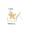 Image de Boucles d'Oreilles Puces Bijoux d'Océan en Alliage de Zinc Etoile de Mer Or Mat avec Boucle 19mm x 18mm, Epaisseur de Fil: (21 gauge), 2 Paires