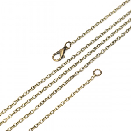 Iron Based Alloy Link Cable Chain Necklace Antique Bronze 66cm(26") long, Chain Size: 3x2.3mm, 1 Set ( 12 PCs/Set)