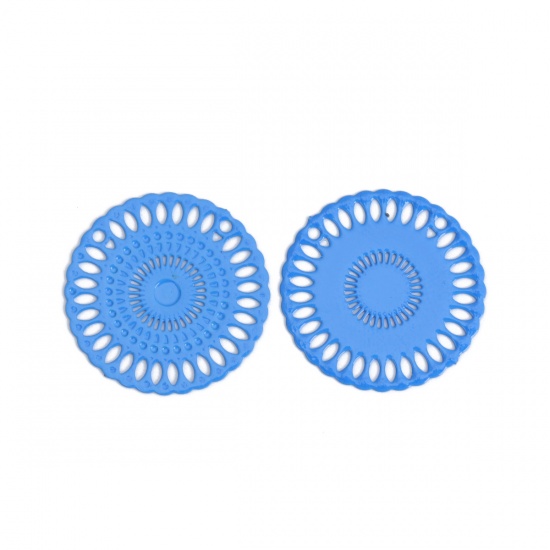 Picture of Brass Connectors Round Blue Filigree 20mm Dia., 10 PCs                                                                                                                                                                                                        