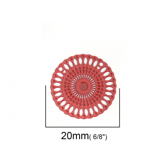 Picture of Brass Connectors Round Red Filigree 20mm Dia., 10 PCs                                                                                                                                                                                                         
