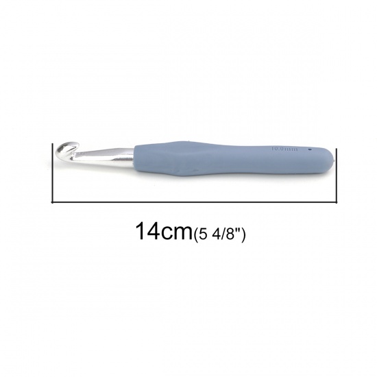 Picture of 10mm Aluminum Crochet Hooks Needles Blue 14cm(5 4/8") long, 2 PCs