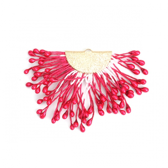 Immagine di Lega di Zinco Nappine Ciondoli Oro Placcato Rosso Prugna 7cm x 4.6cm, 2 Pz