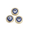 Picture of Zinc Based Alloy Spacer Beads Round Gold Plated Blue Evil Eye Pattern Enamel About 8mm Dia., Hole: Approx 1.3mm, 10 PCs