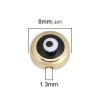 Picture of Zinc Based Alloy Spacer Beads Round Gold Plated Black Evil Eye Pattern Enamel About 8mm Dia., Hole: Approx 1.3mm, 10 PCs