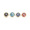Picture of Zinc Based Alloy Spacer Beads Round Gold Plated Black Evil Eye Pattern Enamel About 8mm Dia., Hole: Approx 1.3mm, 10 PCs