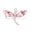 Picture of Zinc Based Alloy & Acrylic Pendants Dragonfly Animal Silver Plated Light Pink Clear Rhinestone Faceted 3cm x 2.2cm, 100 PCs