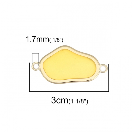 Imagen de Zamak Conectores Irregular Chapado en Oro Amarillo Con Cabochons de la Resina 3cm x 1.6cm, 5 Unidades