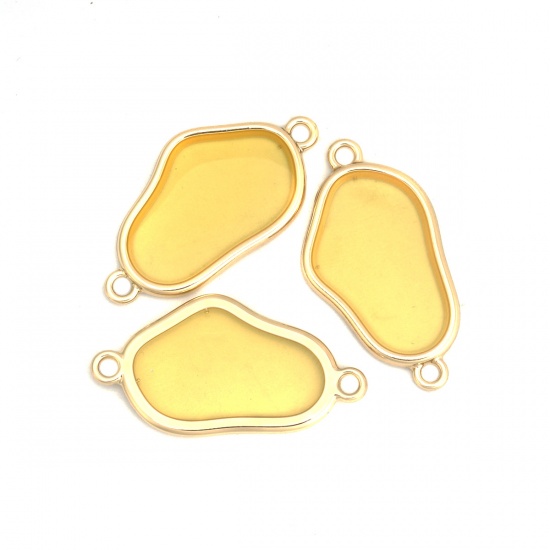 Imagen de Zamak Conectores Irregular Chapado en Oro Amarillo Con Cabochons de la Resina 3cm x 1.6cm, 5 Unidades