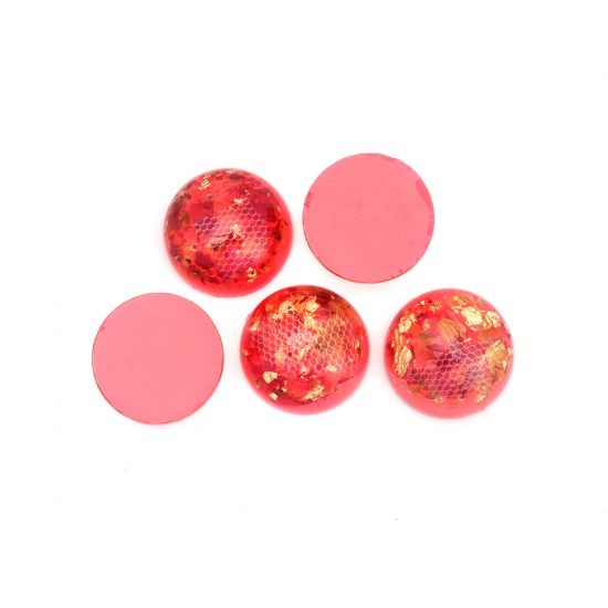 Immagine di Resina Dome Seals Cabochon Tondo Rosa Caldo Trasparente Maglia 20mm Dia, 5 Pz