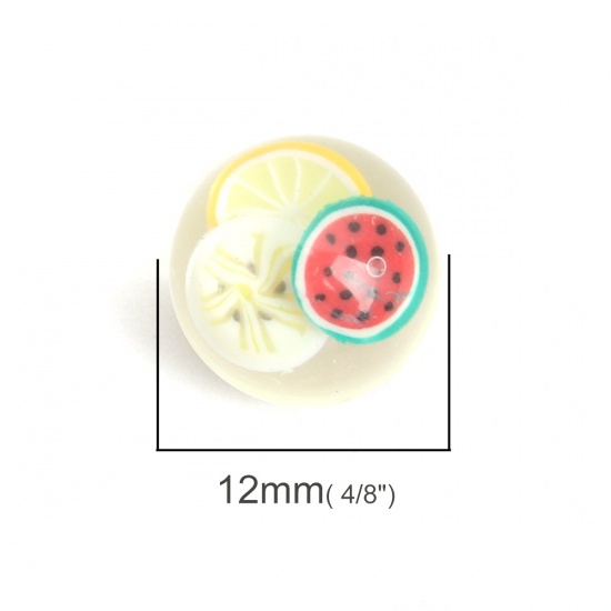 Image de Cabochon Dôme en Résine & Fleurs Séchées Rond Multicolore Transparent Fruits 12mm Dia, 10 Pcs