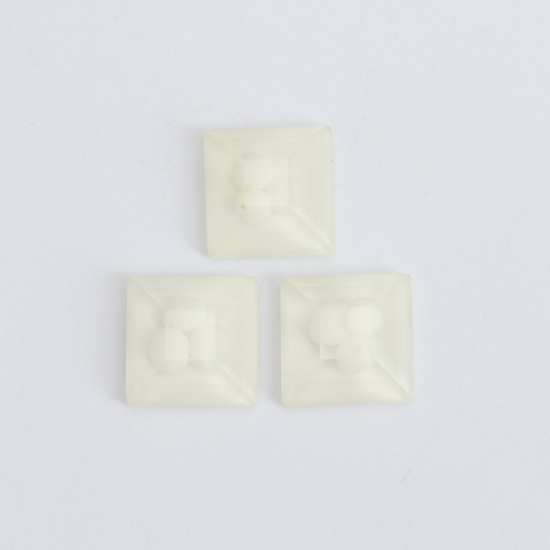 Image de Cabochon Dôme en Acrylique+Résine Carré Blanc A Facettes 12mm x 12mm, 10 Pcs
