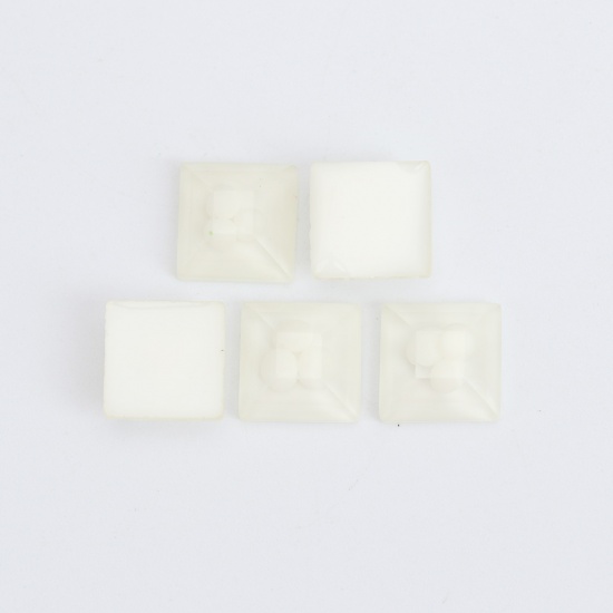 Image de Cabochon Dôme en Acrylique+Résine Carré Blanc A Facettes 12mm x 12mm, 10 Pcs