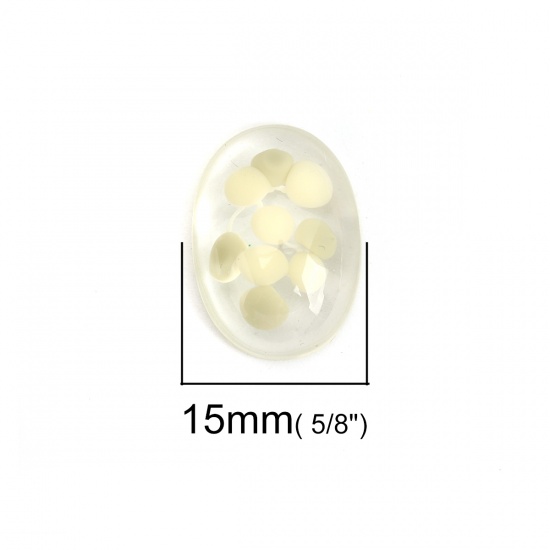 Image de Cabochon Dôme en Résine Ovale Blanc & Gris Transparent 21mm x 15mm, 5 Pcs