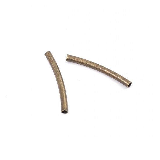 Picture of Brass Beads Tube Antique Bronze About 20mm Dia, Hole: Approx 1.4mm, 200 PCs                                                                                                                                                                                   