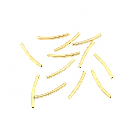 Immagine di Ottone Perline Tubo Oro Placcato Come 20mm Dia, Foro: circa 1.4mm, 200 Pz