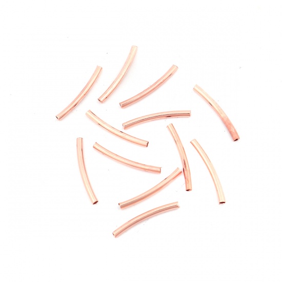 Picture of Brass Beads Tube Rose Gold About 20mm Dia, Hole: Approx 1.4mm, 200 PCs                                                                                                                                                                                        