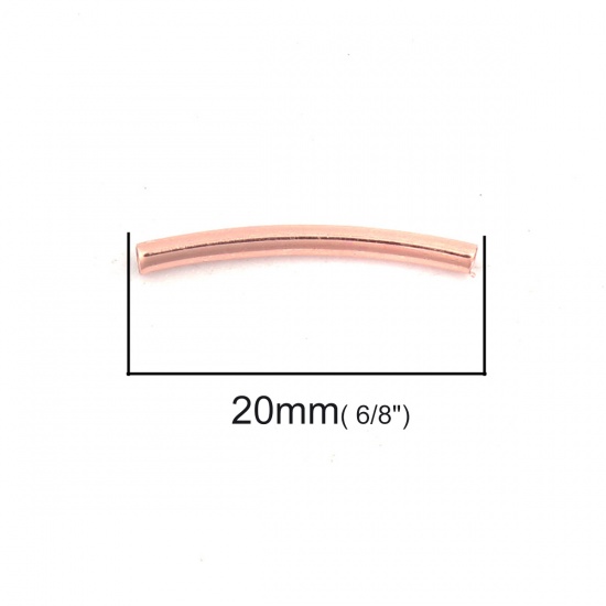 Picture of Brass Beads Tube Rose Gold About 20mm Dia, Hole: Approx 1.4mm, 200 PCs                                                                                                                                                                                        