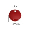Bild von Messing Emaillierte Pailletten Charms Rund Messingfarbe Rot 12mm D., 10 Stück                                                                                                                                                                                 