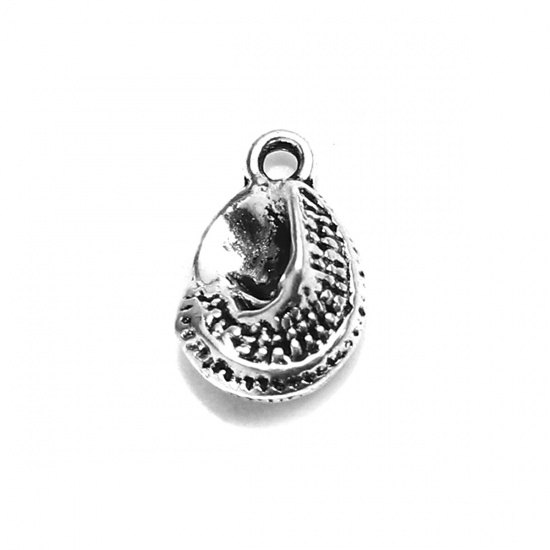 Picture of Zinc Based Alloy Charms Conch/ Sea Snail Antique Silver Carved Pattern 12mm x 8mm, 100 Grams (Approx 104 PCs)