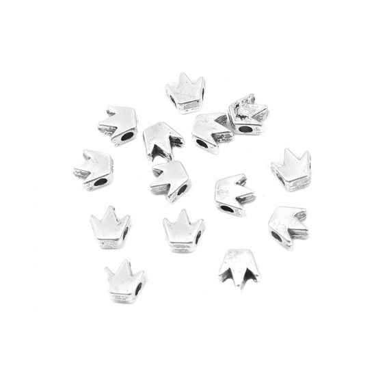 Picture of Zinc Based Alloy Spacer Beads Crown Antique Silver 5mm x 5mm, Hole: Approx 1.6mm, 200 PCs