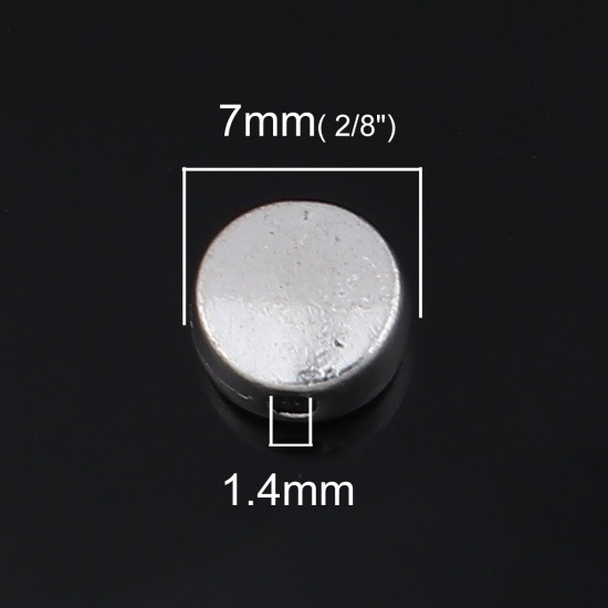 Picture of Zinc Based Alloy Spacer Beads Flat Round Antique Silver About 7mm x 6mm, Hole: Approx 1.4mm, 100 PCs